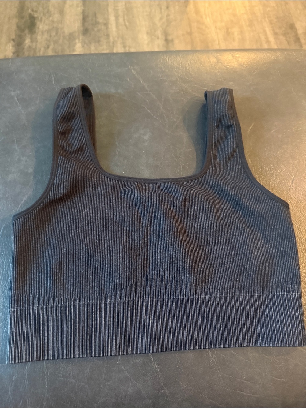 JoyLab Black Stretchy Ribbed Scoop Crop Tank Top Sports Bra Sz Medium Joy Lab
